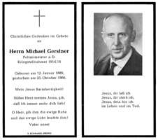Sterbebildchen Michael Gerstner, *12.01.1889 †25.10.1966