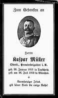 Sterbebildchen Kaspar M�ller, *26.01.1852 †26.07.1932