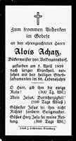 Sterbebildchen Alois Achatz, *1851 †05.04.1939