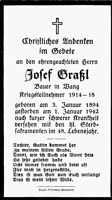 Sterbebildchen Josef Gra�l, *03.01.1894 †01.01.1942