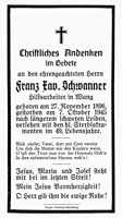 Sterbebildchen Franz Xaver Schwanner, *27.11.1896 †07.10.1945
