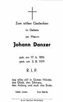 Sterbebildchen Johann Danzer, *17.06.1895 †02.08.1979