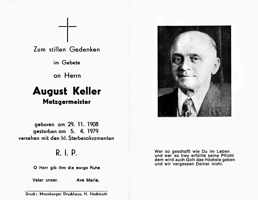 Sterbebildchen August Keller, *29.11.1908 †05.04.1979