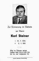 Sterbebildchen Karl Steiner, *21.07.1936 †02.01.1981