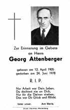 Sterbebildchen Georg Attenberger, *12.04.1905 †24.06.1978