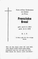 Sterbebildchen Franziska Brosi, *08.03.1911 †10.08.1979