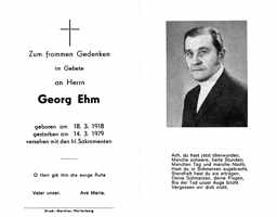 Sterbebildchen Georg Ehm, *18.03.1918 †14.03.1979