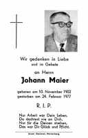 Sterbebildchen Johann Maier, *10.11.1902 †24.02.1977