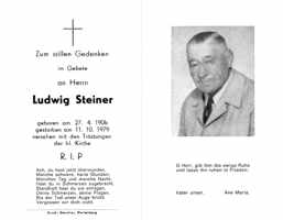 Sterbebildchen Ludwig Steiner, *27.04.1906 †11.10.1979
