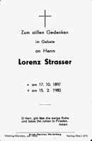 Sterbebildchen Lorenz Strasser, *17.10.1897 †15.02.1980