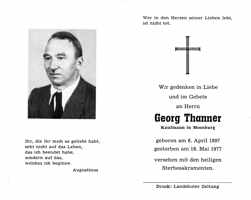 Sterbebildchen Georg Thanner, *06.04.1897 †16.05.1977