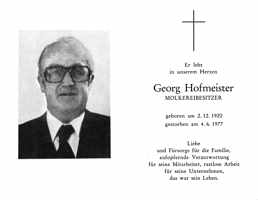 Sterbebildchen Georg Hofmeister, *02.12.1920 †04.06.1977