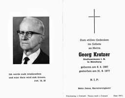 Sterbebildchen Georg Kratzer, *08.04.1887 †31.08.1977