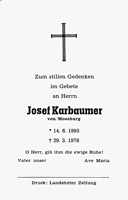 Sterbebildchen Josef Karbaumer, *14.06.1893 †29.03.1978