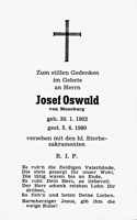 Sterbebildchen Josef Oswald, *30.01.1902 †05.06.1980