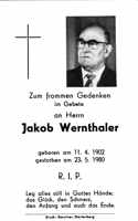 Sterbebildchen Jakob Wernthaler, *11.04.1902 †23.05.1980