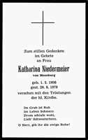 Sterbebildchen Katharina Niedermeier, *01.05.1908 †29.08.1979