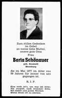 Sterbebildchen Berta Schnauer, *1918 †Mai 1977