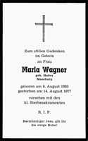 Sterbebildchen Maria Wagner, *09.08.1893 †14.08.1977