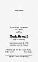 Sterbebildchen Maria Oswald, *1888 †08.08.1979