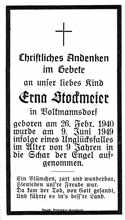 Sterbebildchen Erna Stockmeier *26.02.1940 †09.06.1949