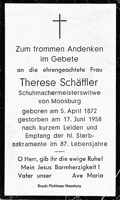 Sterbebildchen Therese Schffler, *05.04.1872 †17.06.1958