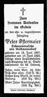 Sterbebildchen Peter Ostermaier *18.06.1897 †13.06.1925