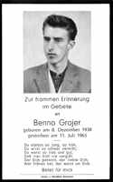 Sterbebildchen Benno Grojer, *08.12.1938 †11.07.1965