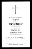 Sterbebildchen Maria Danzer, *28.07.1902 †15.01.1979