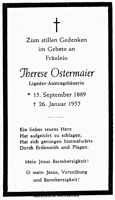 Sterbebildchen Therese Ostermaier, *15.09.1889 †26.01.1955