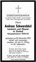 Sterbebildchen Andreas Schwarzbzl, *1909 †24.12.1972