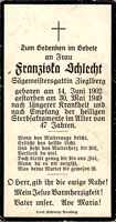 Sterbebildchen Franziska Schlecht, *14.06.1902 †30.05.1949
