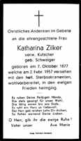 Sterbebildchen Katharina Zilker *07.10.1877 †02.02.1957