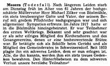 Zeitung - Michael Zilker *18.05.1890 †10.07.1951