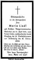 Sterbebildchen Maria Liedl *1861 †10.04.1949