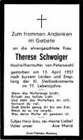 Sterbebildchen Therese Schwaiger *1880 †13.04.1957