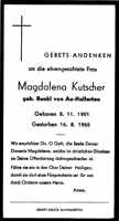 Sterbebildchen Magdalena Kutscher, *08.11.1901 †16.08.1965