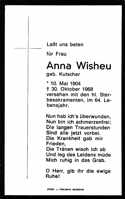 Sterbebildchen Anna Wisheu, *10.05.1904 †30.10.1968