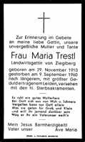 Sterbebildchen Maria Trestl *29.11.1910 †09.09.1960
