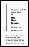 Sterbebildchen Maria Kutscher, *03.04.1914 †15.03.1987