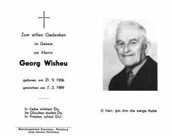 Sterbebildchen Georg Wisheu, *21.09.1906 †07.02.1989