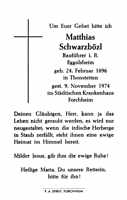 Sterbebildchen Matthias Schwarzbzl, *24.02.1896 †09.11.1974