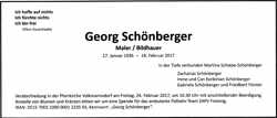 Todesanzeige Georg Schnberger, *17.01.1936 †18.02.2017