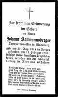 Sterbebildchen Johann Kollmannsberger, *27.08.1914 †15.02.1955