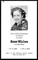 Sterbebildchen Anna Wisheu, *06.08.1908 †20.08.1979