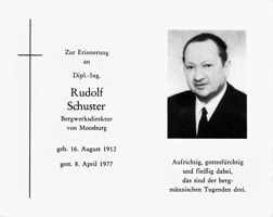 Sterbebildchen Rudolf Schuster, *16.08.1912 †08.04.1977