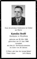 Sterbebildchen Kastulus Beubl, *29.05.1909 †13.06.1968