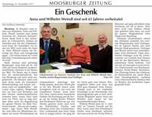 Anna und Wilhelm Weindl sind seit 65 Jahren verheiratet