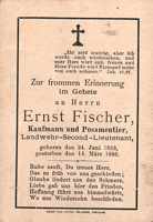 Sterbebildchen Ernst Fischer, *24.06.1853 †14.03.1886