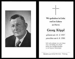 Sterbebildchen Georg Kppl, *10.02.1907 †06.08.1980
